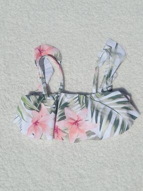 Aqua Couture Sz-S ☆ONLY☆ Bikini-Top Pink & White Floral Ruffle NEW